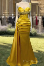 Mermaid Yellow Pearl Strap Dress