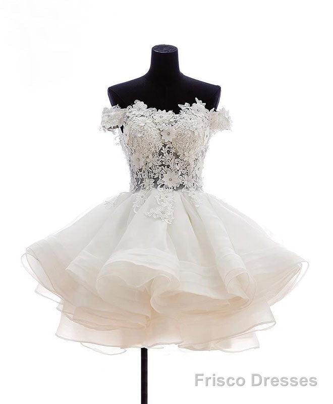 Mini Tulle Lace Short Prom Dress, Lace Cute Homecoming Dress Main image