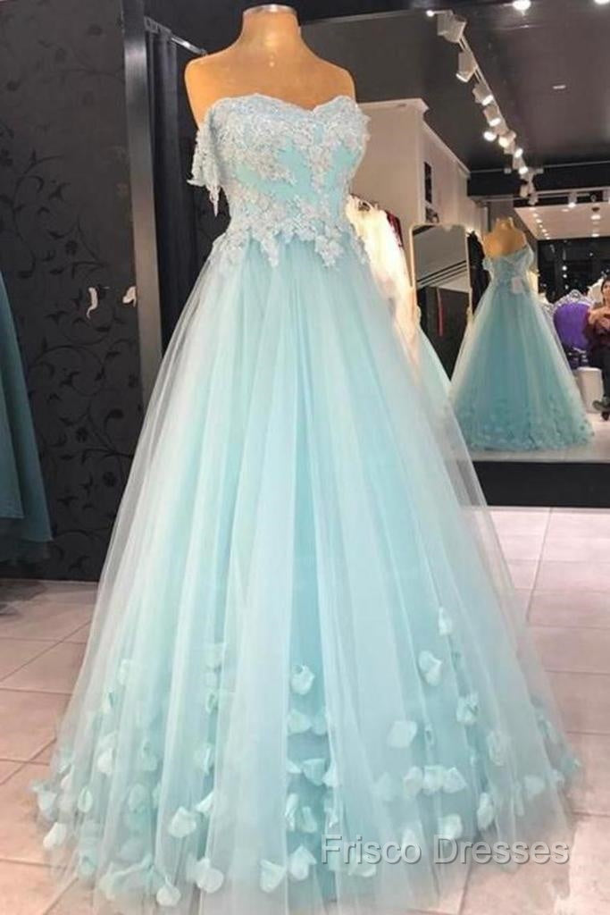 Mint Blue Sweetheart Tulle With Lace And Flowers Formal Dress, Tulle Long Formal Prom Dress Party Dress Secondary image