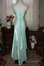 Mint Vintage Spaghetti Strap Chiffon Long Formal Prom Dress