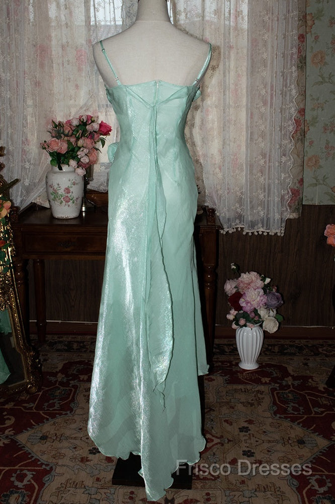 Mint Vintage Spaghetti Strap Chiffon Long Formal Prom Dress