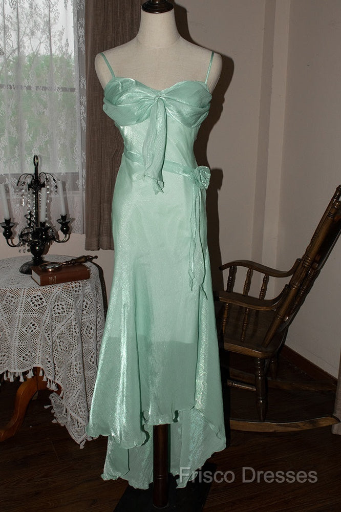 Mint Vintage Spaghetti Strap Chiffon Long Formal Prom Dress