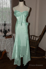 Mint Vintage Spaghetti Strap Chiffon Long Prom Dress