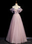 Modern Pink Tulle Sequins Beading Prom Dress