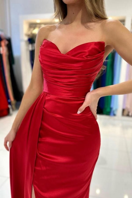Modern Sweetheart Sleeveless Mermaid Prom Dresses With Front Split