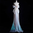 Modest A Line Off The Shoulder Pink Sequin Long Floor Length Pearls Prom Dresses