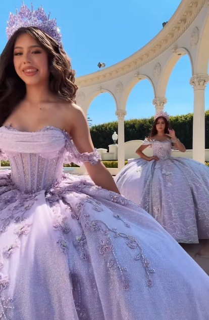 Modest Ball Gown Off The Shoulder Lilac Lace Tulle Long Quinceanera Dress Formal Gowns Vestido De 15 Anos Sweet 16 Dress Secondary image