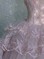 Modest Ball Gown Straps Pink Tulle Prom Dresses 22Th Birthday Outfit