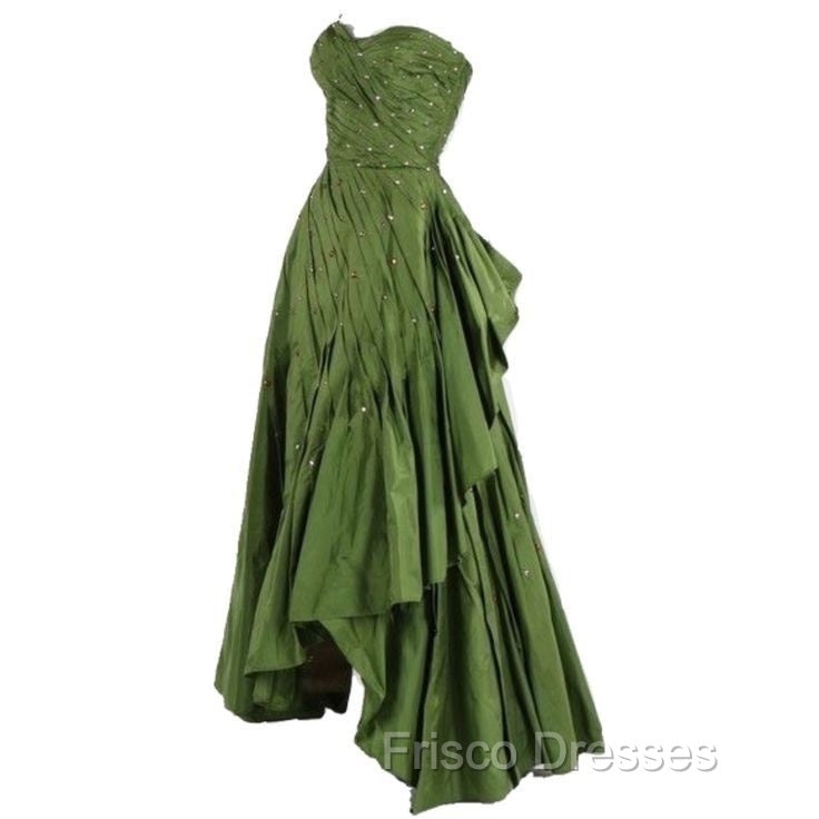 Modest Ball Gown Sweetheart Green Satin Long Evening Dress Party Dress Formal Dress Formal Prom Dress