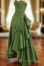 Modest Ball Gown Sweetheart Green Satin Long Evening Dress Party Dress Formal Dress Formal Prom Dress