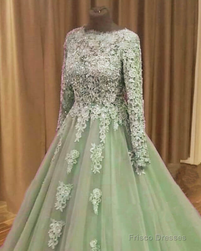 Modest Lace Sleeve Ball Gown Dress Secondary image
