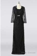 Modest Long Black Lace Mother Of The Bride