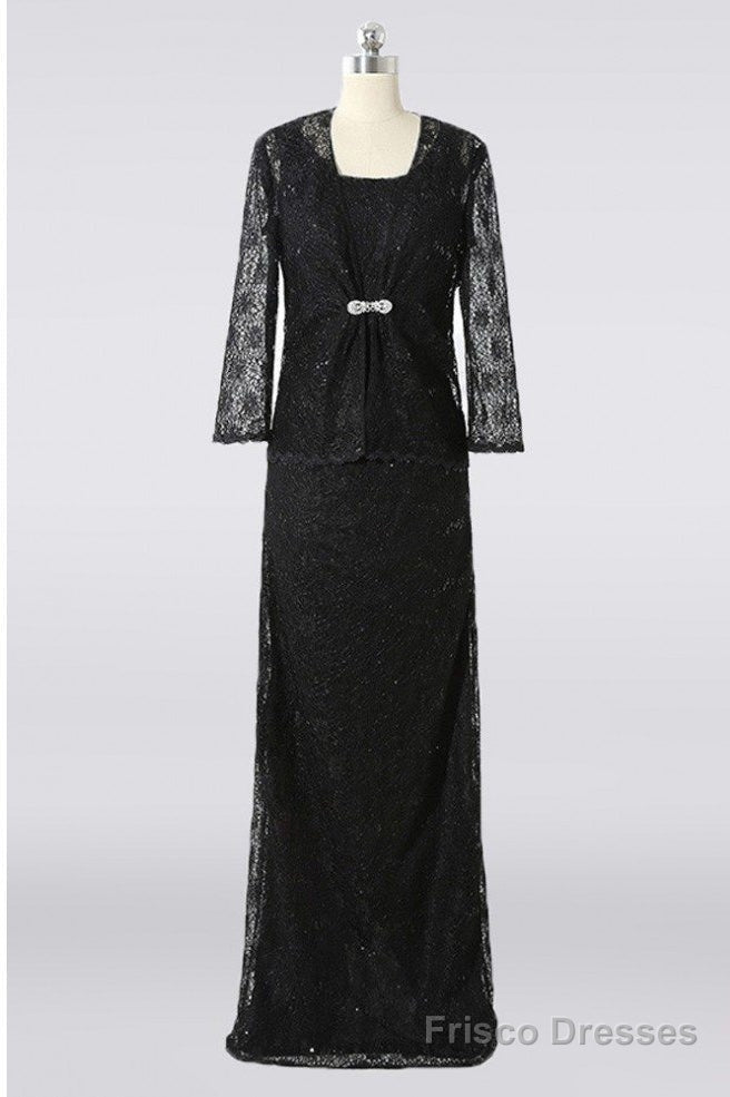 Modest Long Black Lace Mother Of The Bride