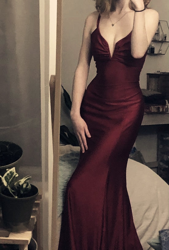 Modest Mermaid Burgundy Prom Dresses 22Th Birthday Outfit Secondary image