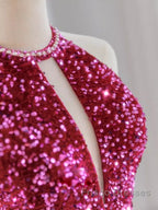 Modest Mermaid Long Sleeveless Sequin Formal Prom Dress