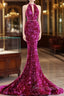 Modest Mermaid Long Sleeveless Sequin Formal Prom Dress