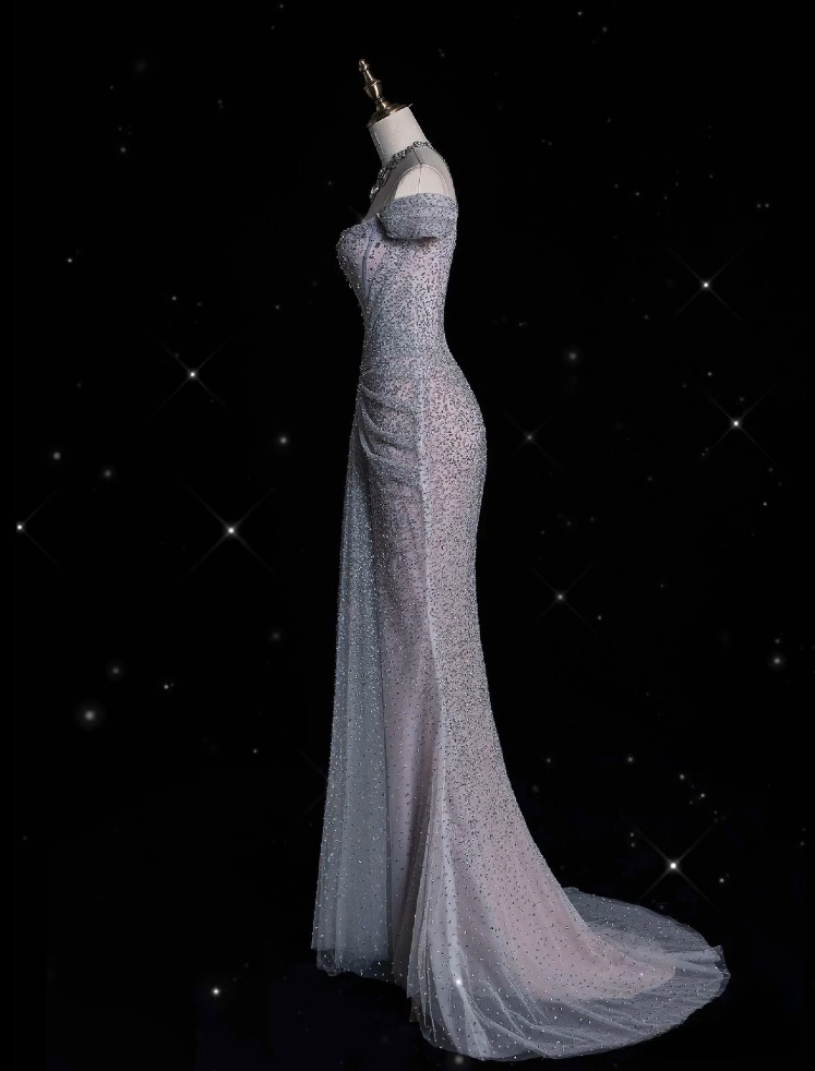 Modest Mermaid Off The Shoulder Sequin Long Prom Dresses Formal Graduation Party Dress Evening Dress Secondary image