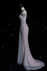 Modest Mermaid Off The Shoulder Sequin Long Formal Prom Dress Formal Graduation Party Dress Evening Dress