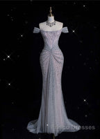 Modest Mermaid Off The Shoulder Sequin Long Formal Prom Dress Formal Graduation Party Dress Evening Dress