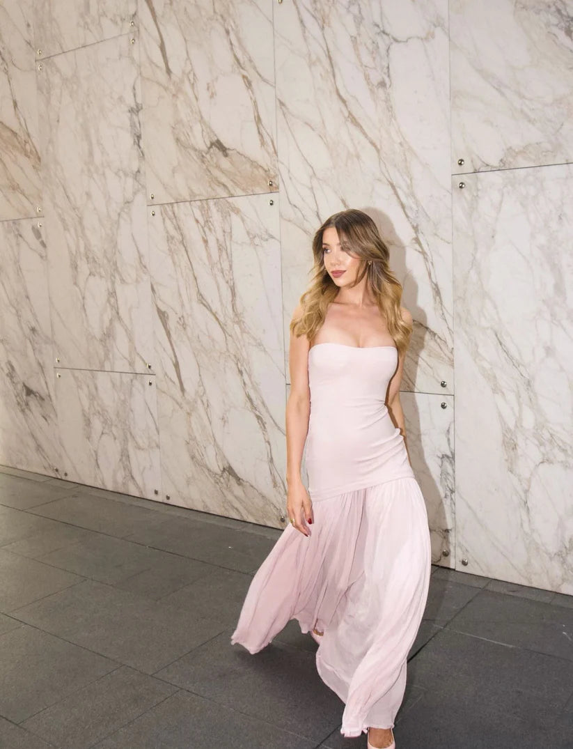 Modest Mermaid Pink Long Prom Dresses Formal Graduation Party Dress Evening Dress
