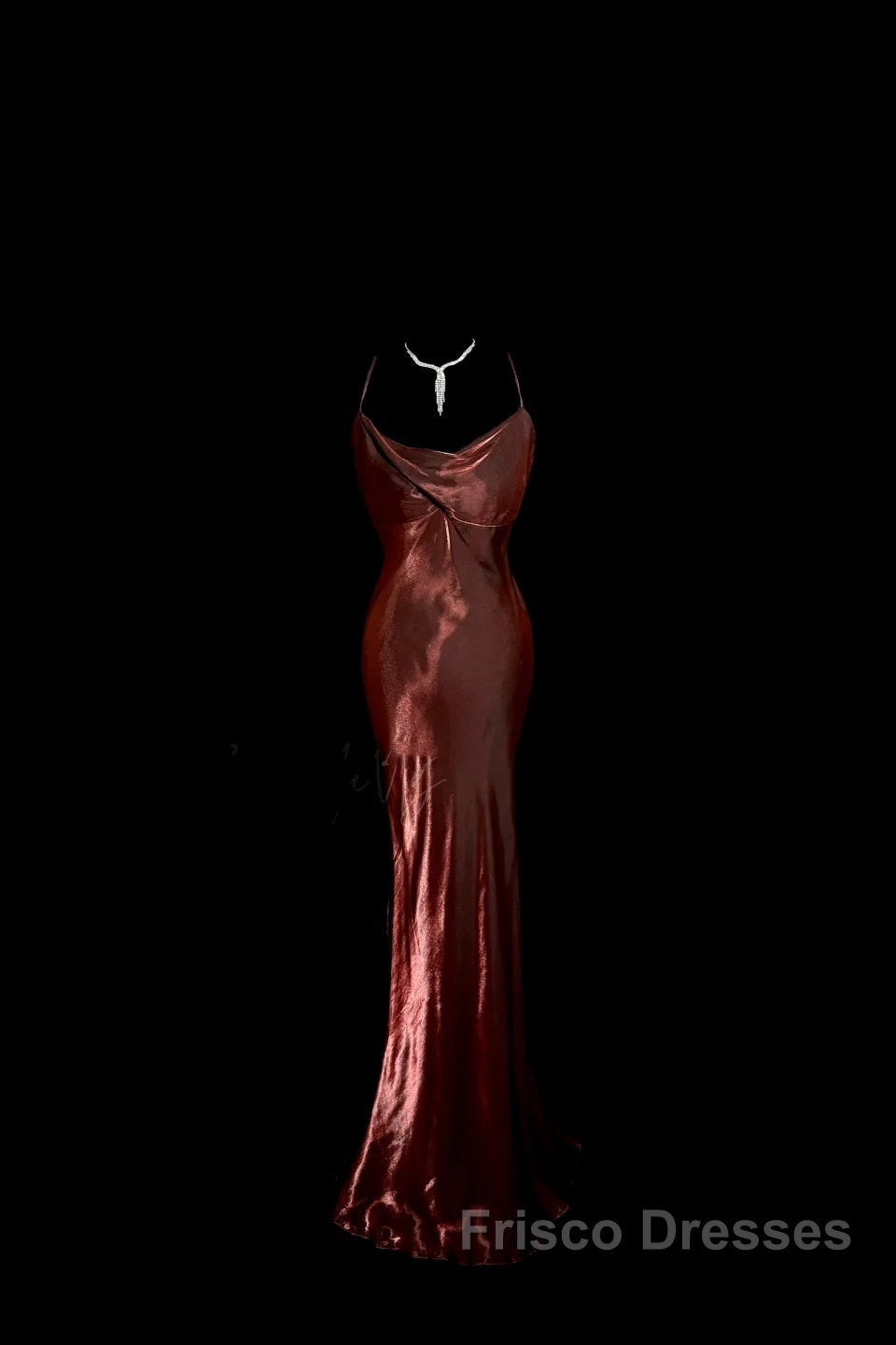 Modest Mermaid Spaghetti Straps Burgundy Formal Prom Dress Ruffle Long Party Dress Secondary image