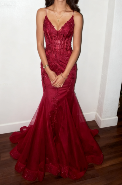Modest Mermaid Spaghetti Straps Burgundy Sequin Formal Gown 23Rd Birthday Dress Prom Dresses 20Th Birthday Outfits