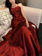 Modest Mermaid Spaghetti Straps Long Prom Dresses Birthday Party Dress Evening Gowns