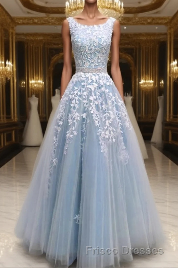 Modest Formal Prom Dress Tulle Cap Sleeves Lace Embroidery Main image