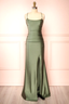 Modest Sheath Olive Green Backless Long Prom Dresses Formal Graduation Party Dress Evening Dress