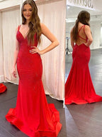 Modest Trendy Mermaid Spaghetti Straps Navy Blue Sequins Prom Dresses Style Long Senior High School Dance Party Dress
