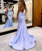 Modest Trendy Mermaid Spaghetti Straps Navy Blue Sequins Prom Dresses Style Long Senior High School Dance Party Dress