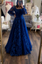 Modest Wedding Dress Long Sleeve Lace Applique Classic A-Line Wedding Dress