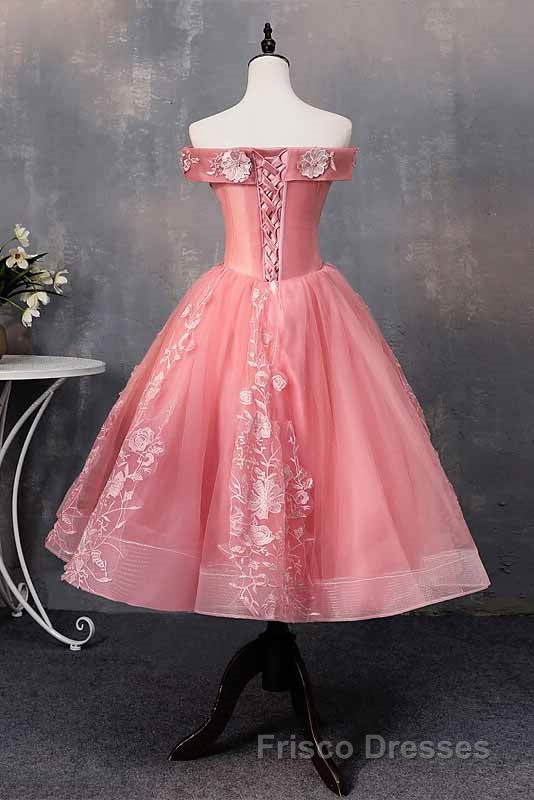 A-line Off-Shoulder Short Formal Prom Dress Appliques Sweet 16 Gown