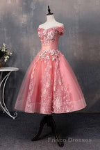 A-line Off-Shoulder Short Formal Prom Dress Appliques Sweet 16 Gown