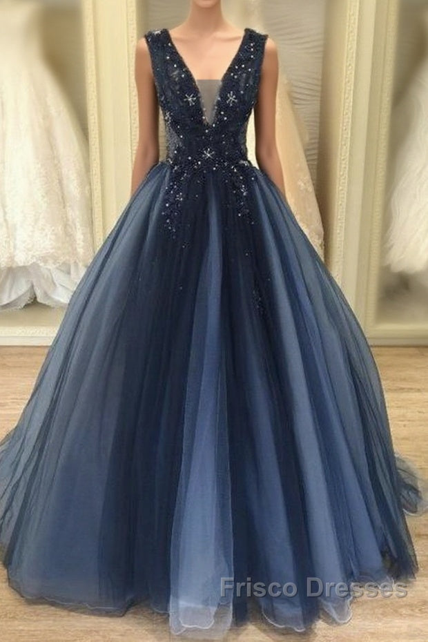 Navy Ball Gown Wedding Dress Formal Prom Gown Main image