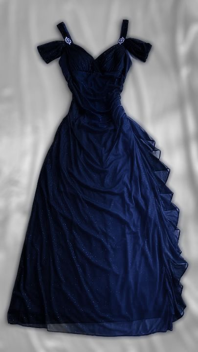 Navy Blue A Line Long Prom Dress Ruffle Formal Party Dress Main image
