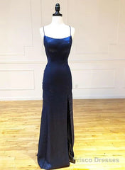 Navy Blue Cross Back Long Prom Dresses Navy Blue Formal Graduation Evening Dresses prom dresses shops