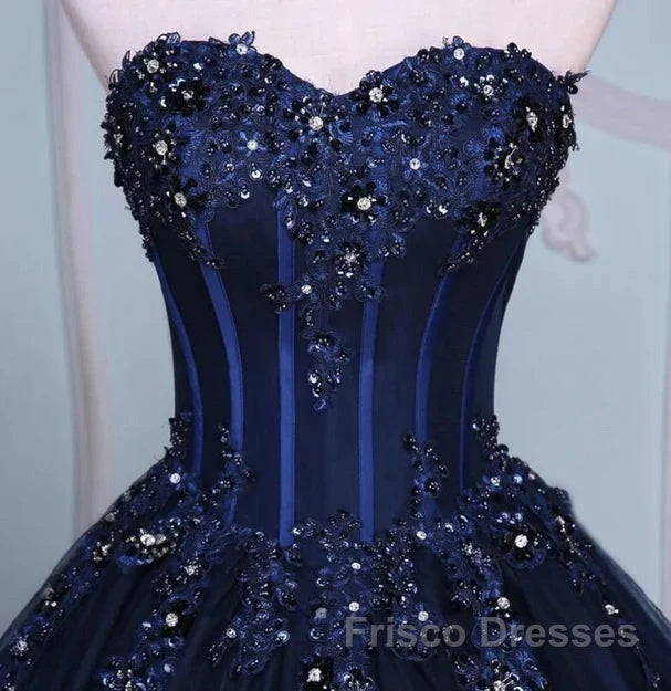 Navy Blue Lace Applique Tulle Long Party Dress Formal Gown Off Shoulder Floor Length Formal Prom Dress