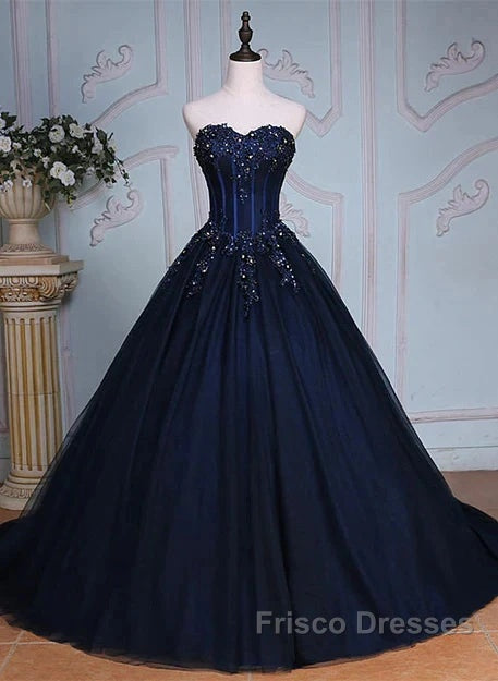 Navy Blue Lace Applique Tulle Long Party Dress Formal Gown Off Shoulder Floor Length Formal Prom Dress