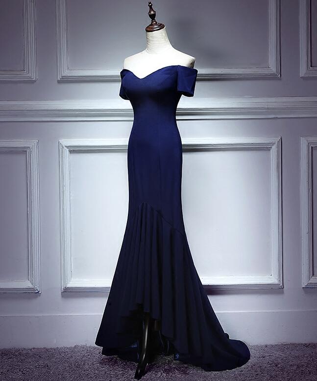 Navy Blue Mermaid Sweetheart Long Evening Dress, Blue Prom Dresses Secondary image