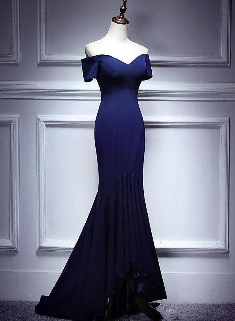 Navy Blue Mermaid Sweetheart Long Evening Dress, Blue Prom Dresses Main image