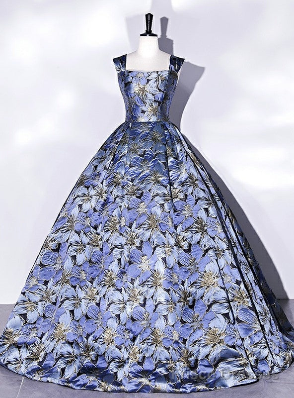 Navy Blue Satin Straps Quinceanera Dress Main image