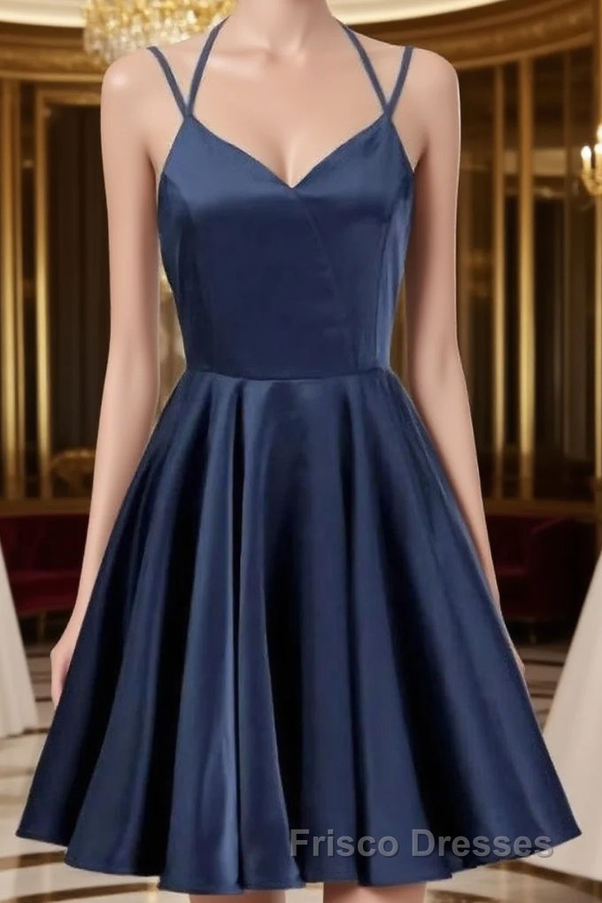 Navy Blue Short Formal Prom Dress Juniors Homecoming Dress Main image