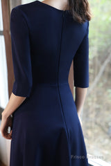 Navy Blue Simple V-Neckline Wedding Party Dresses, Blue Bridesmaid Dresses