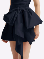 Vintage Navy Blue Strapless Bowkont Short Party Dress Homecoming Dress