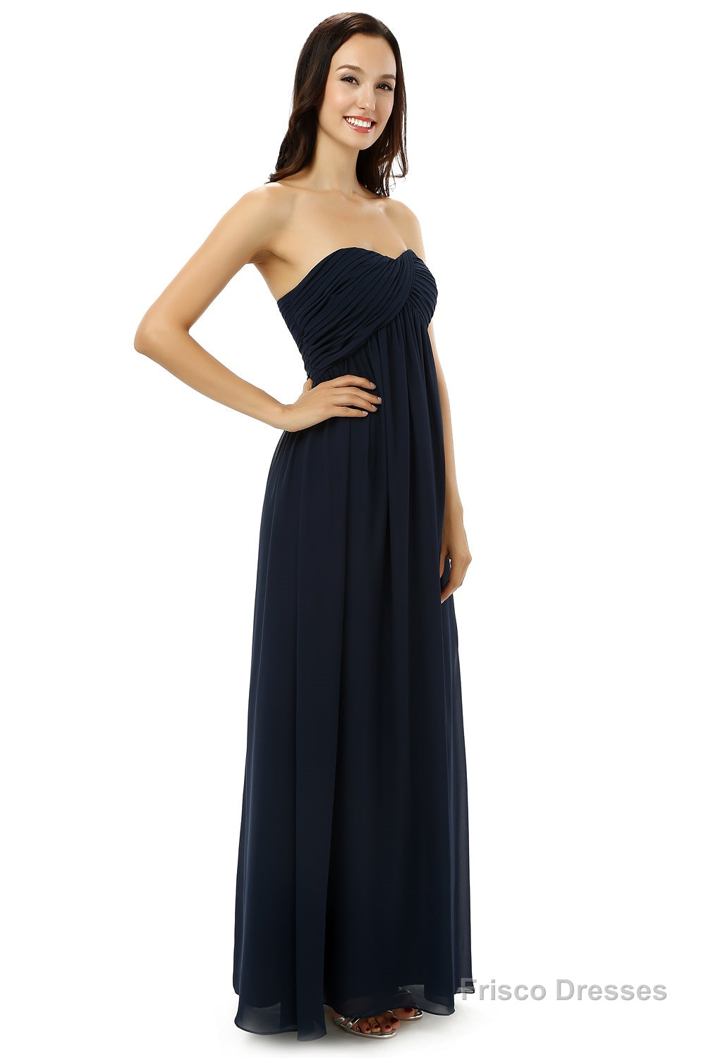 Navy Blue Sweetheart Chiffon With Pleats Bridesmaid Dresses Main image