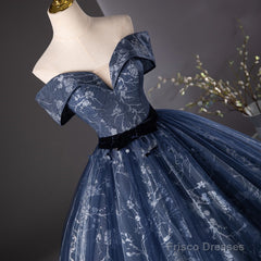 Navy Blue Sweetheart Long Formal Dress, Navy Blue Sweet 16 Dress