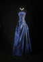 Navy Blue Vintage Elegant Fashion Ball Gown Off Shoulder Long Satin Prom Dress Evening Dress Party Dress