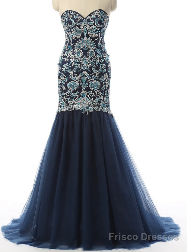 Navy Evening Dresses Mermaid Prom Dresses Sweetheart Prom Dresses Main image
