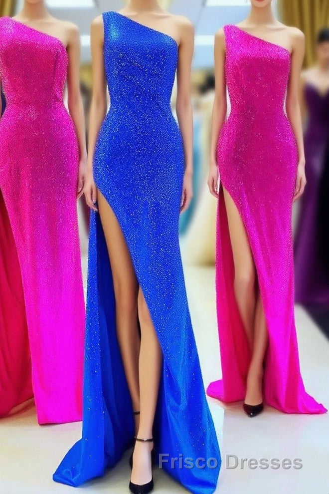 One Shoulder Mermaid Royal Blue Long Formal Prom Dress Main image